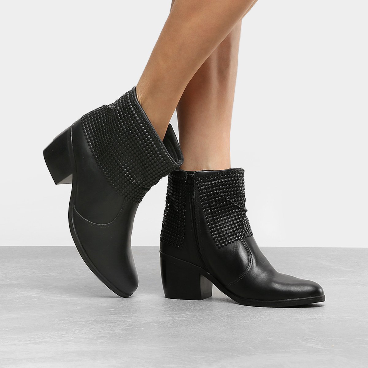 Bota Schutz Malha Metal Metallic Black | ZZ MALL